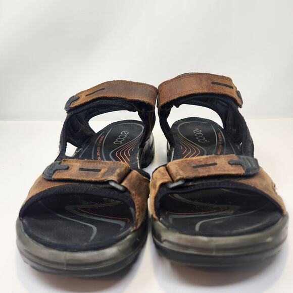 Ecco Men Yucatan Sport Sandal Size 44 US 10 Brown Leather Adjustable Comfort